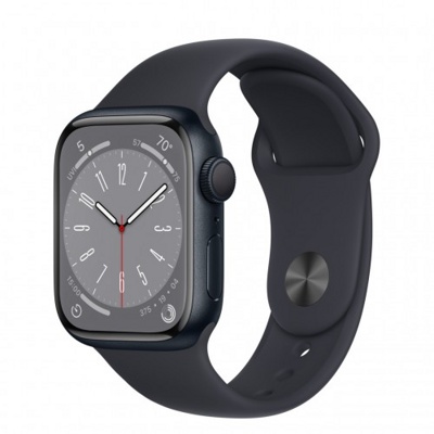 Умные часы Apple Watch Series 8 41 мм (алюминиевый корпус, полуночный/полуночный, спортивный силиконовый ремешок)  - фото