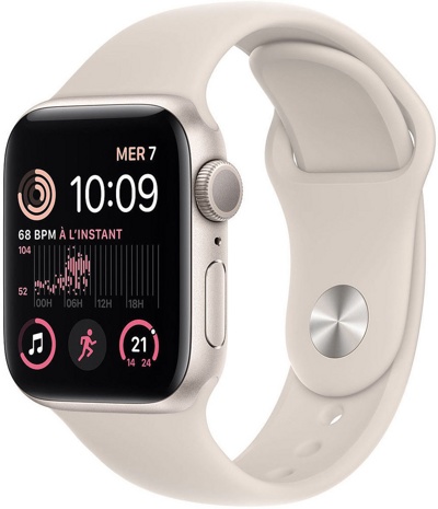 Смарт-часы Apple Watch SE 2 40 мм (алюминиевый корпус, звездный свет/звездный свет, спортивный силиконовый ремешок) - фото