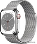 Умные часы Apple Watch Series 8 41 мм (корпус из нержавеющей стали, серебристый/серебристый, миланский сетчатый браслет)