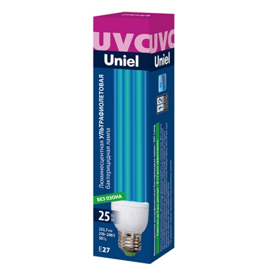 Лампа ультрафиолетовая бактерицидная UNIEL UL - 00007271 ESL-PLD - 25/UVCB/E27/CL  - фото