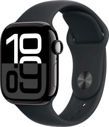 Умные часы Apple Watch Series 10 42 мм (алюминиевый корпус, черный/черный, спортивный силиконовый ремешок S/M)