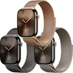 Apple Watch Series 10 GPS + Cellular 42mm Gold Titanium Case with Gold Milanese Loop (MX083)