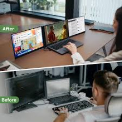 Blackview DCM8 15,3-дюймовый портативный удлинитель экрана для ноутбука с двумя мониторами и динамиком