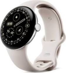 Умные часы Google Pixel Watch 4 41 мм (глянцевый серебристый/фарфор, спортивный силиконовый ремешок)
